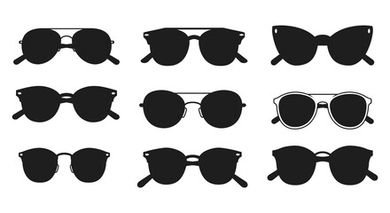 Collection of Stylish Sunglasses in Various Shapes and Styles Silhouette