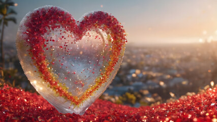 Fototapeta premium Heart shape for Love concept, Valentine's Day concepts. love symbol, concept for Valentine's Day, wedding etc. Heart elements for love concept design. AI generated image