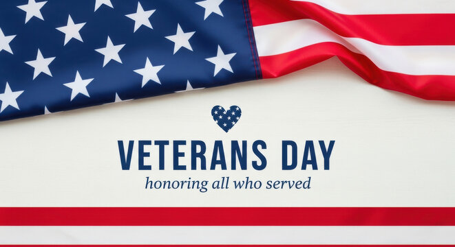 Honoring all who served veterans day celebration with american flag and patriotic heart symbol - Powered by Adobe