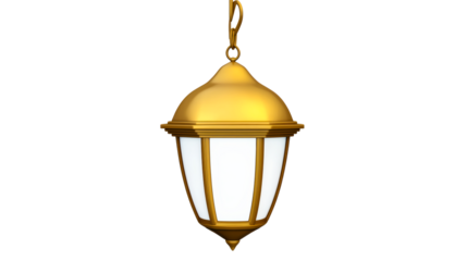 Golden outdoor lantern with transparent glass in classic design