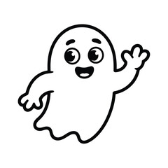 Vector illustration of Cartoon Ghost Illustration: Happy Spooky Character Graphic