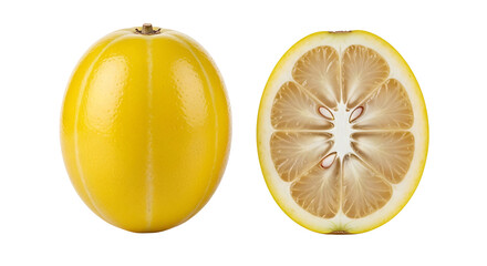 Vibrant Yellow Citrus Fruit Whole and Sliced HighQuality Studio Shot.