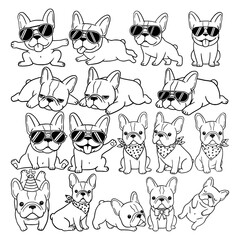 French Bulldog Cartoon Character Doodle Illustration
