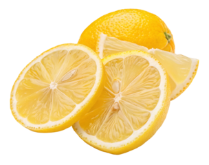 Fresh sliced lemons with vibrant yellow citrus fruit for healthy lifestyle and culinary delight