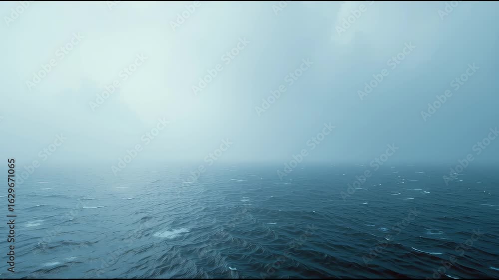 Poster serene fog over calm water with gentle waves and mysterious vibes