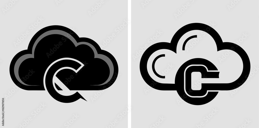 Poster cloudc – modern cloud and initial c logo design