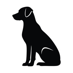 Obraz premium Elegant black dog sitting proudly with head held high silhouette