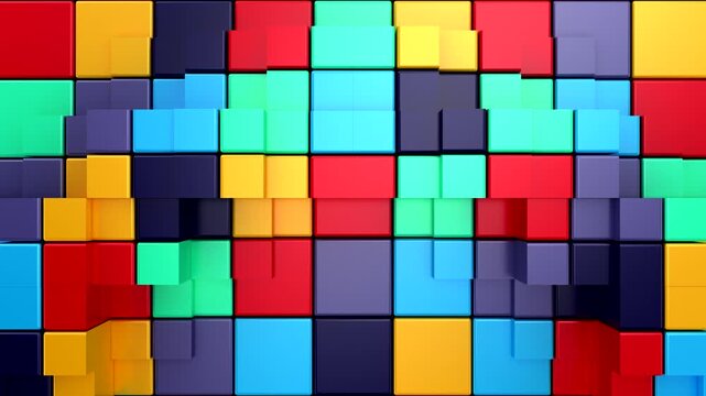 Cubes Form a Wave. Abstract motion, 3d rendering, 4k resolution
