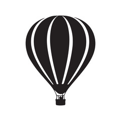 Obraz premium A classic hot air balloon silhouette with a basket. A simple vector icon for travel, adventure, and romantic journey concepts. 