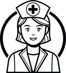 Friendly female nurse profile icon for healthcare design.