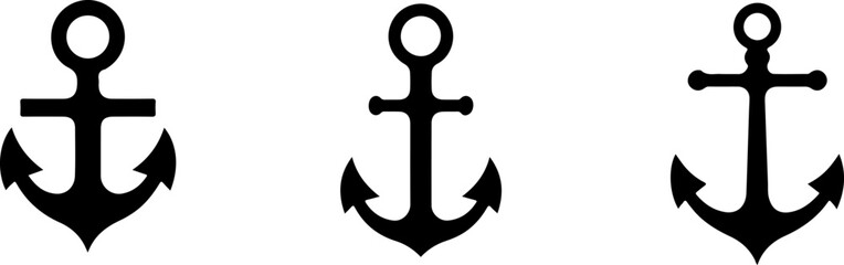 "Classic Nautical Anchor Icons Set"