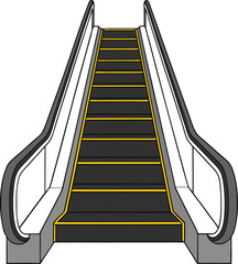 A clean, modern escalator design, showing a perspective view.