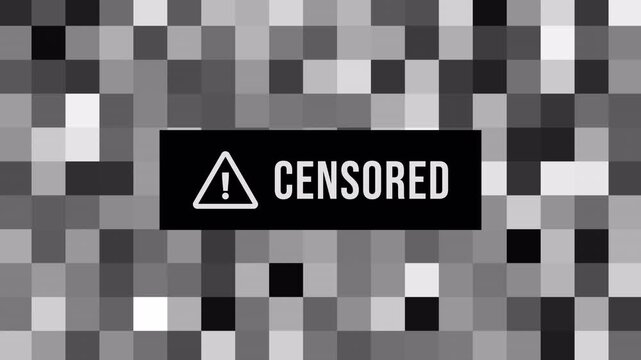 Animation mosaic censored videos for prohibition on Transparent background. 4k video