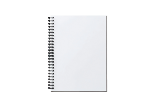 Blank spiral-bound notebook