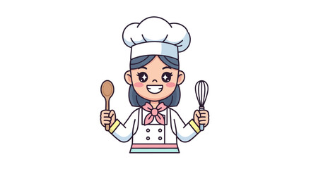 Cute Chef Character in Flat Vector Style – Cartoon Mascot with Multiple Poses