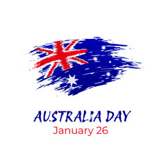 Australia national day january 26. Brush painted australian flag on a white background. Brush strokes. Happy holiday 26th january australia day. Design national poster, greeting card. Vector