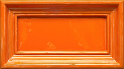A rectangular, glossy orange panel within a multi-layered frame with subtle highlights and reflections