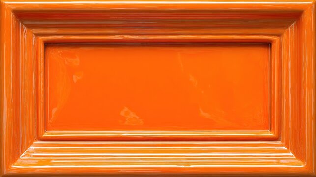 A rectangular, glossy orange panel within a multi-layered frame with subtle highlights and reflections