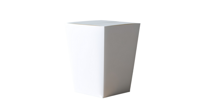 White paper food container, angled view