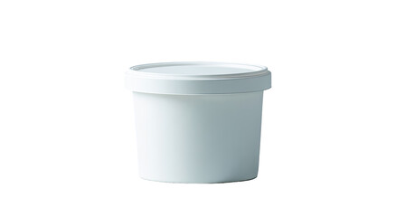 White plastic container, lidded.  Simple, round,  food-grade