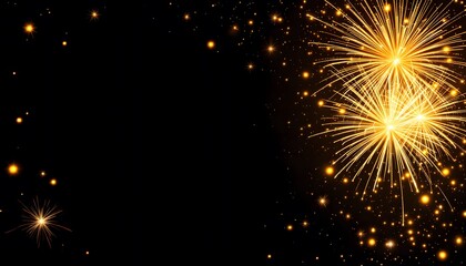Naklejka premium Golden Fireworks Display Against a Dark Night Sky with Sparkling Stars