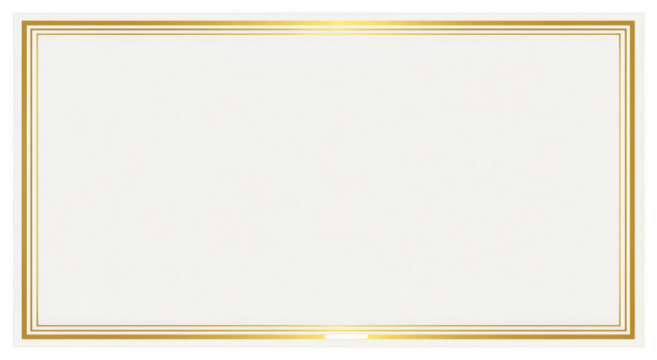 Blank white certificate or diploma frame with gold double border