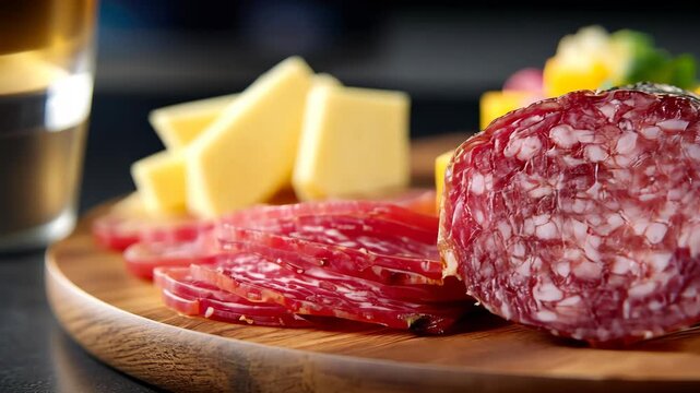 Delicious charcuterie board featuring cured meats, cheeses, and fresh vegetables ready for a gathering