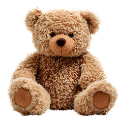 Obraz premium Fluffy brown teddy bear with dark eyes and nose stuffed animal