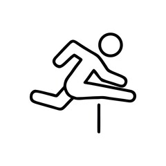 A line drawing of a person jumping over a hurdle. This could be titled