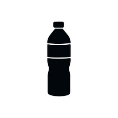 Silhouette of a Plastic Water Bottle Simple Black and White Design Minimalist Presentation for Hydration and Refreshment Concepts