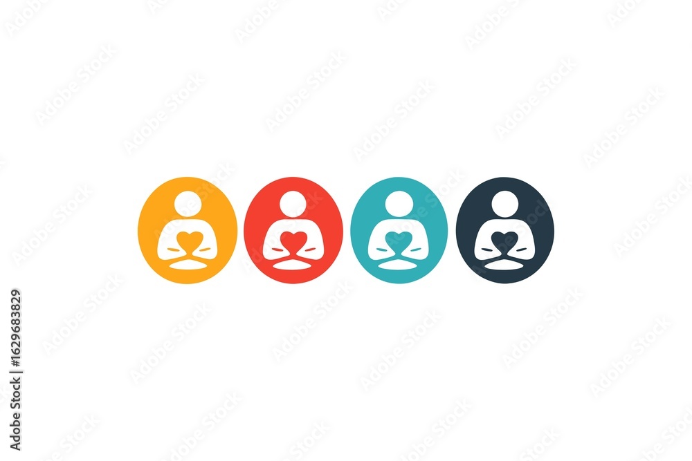 Poster diverse circles of compassion icons a colorful representation of love and support across various bac