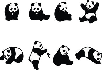 Fototapeta premium Charming panda illustrations in a minimalist style perfect for logo designs and branding projects