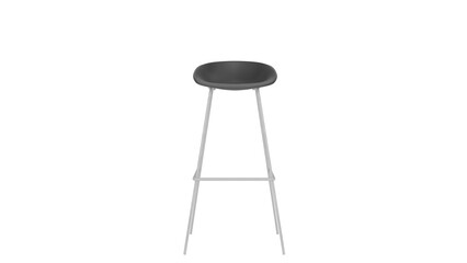 3D Render a black stool with a metal base and a seat