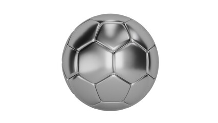 3D Render a soccer ball is shown in a shiny silver color