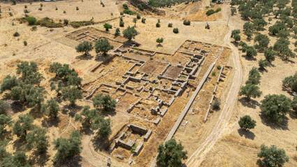Ancient Ruins of Tralleis in Aydin, Turkey with Mountains and Olive Trees