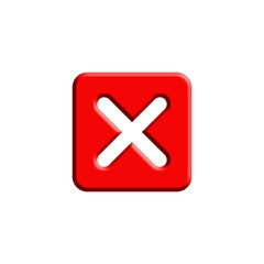 Obraz premium 3D Red Cross Icon Glossy Cancel or Error Button PNG