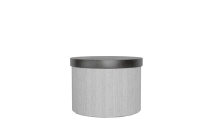 3D Render a white container with a black lid
