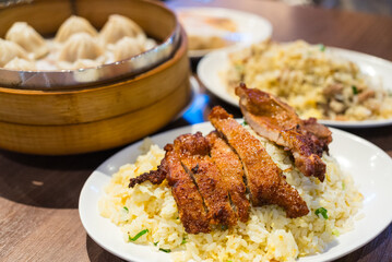 Taiwanese cuisine steamed bun and pork belly rice