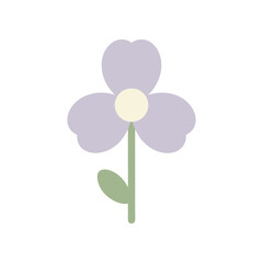 Simple pastel lavender flower with green stem and leaf