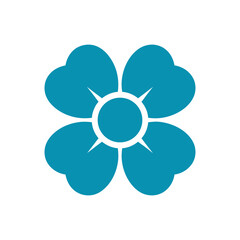 Simple teal four leaf clover with central circle