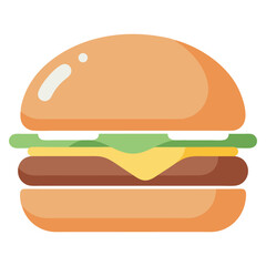 Simple flat design hamburger icon with lettuce and bun