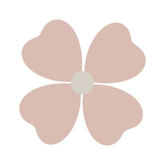 Simple four petal flower illustration in soft pink and beige