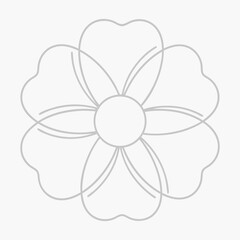 Simple outline of a six petal flower with a central circle