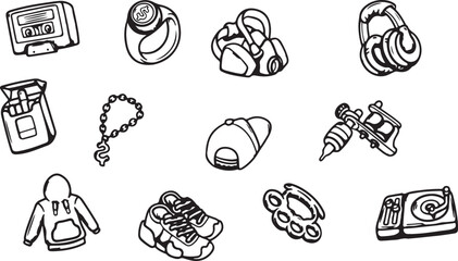 Fitness and Gym Equipment Doodle – Dumbbell, Towel, Gloves, Water Bottle, Hand Grips, Sport, Workout, Icon Pack, Gym Tools, Exercise, Vector, Health, Sketch, Hand Drawn, Training, Fit, Strength