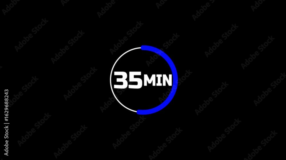 Poster 25 minutes timer clock icon 4k animation background.the 25 minutes stopwatch icon in flat style on b