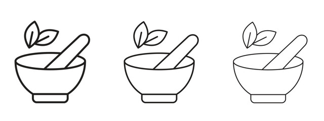 Herbal medicine icon concept. Editable stroke icon pack