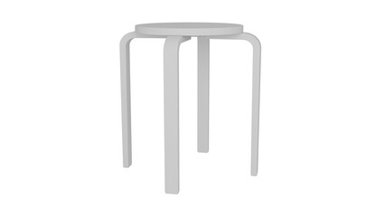 3D Render a white stool with a white top