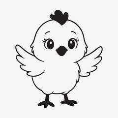 Adorable cartoon chick with outstretched wings and a cheerful expression perfect for easter themes