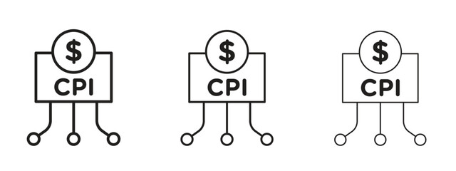 Consumer prices index icon concept. Editable stroke icon pack