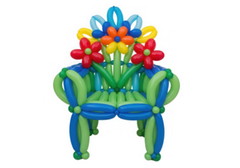 Balloon chair with flower decoration isolated on transparent background